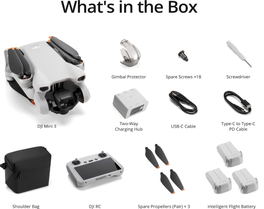 DJI Mini 3 Fly More Combo (DJI RC), Drones with Camera for Adults 4K, 3 Batteries for 114-min Flight Time