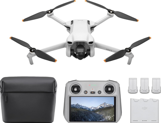 DJI Mini 3 Fly More Combo (DJI RC), Drones with Camera for Adults 4K, 3 Batteries for 114-min Flight Time