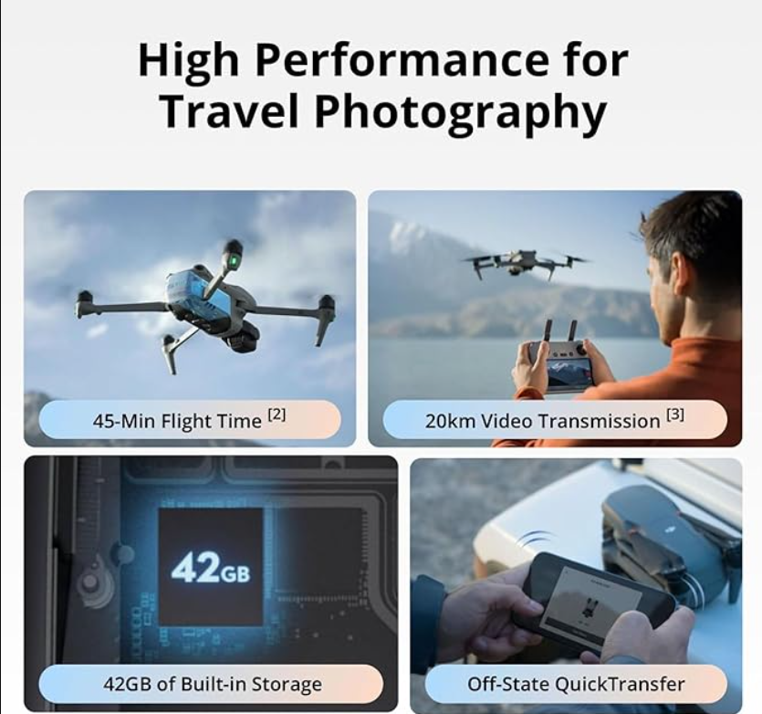 DJI Air 3S Fly More Combo (RC 2 Screen Remote Controller), Drone with 1" CMOS Wide-Angle & Medium Tele Camera for Adults, 4K/60fps, Omnidirectional Sensing & 3 Batteries for Extended Flight Time